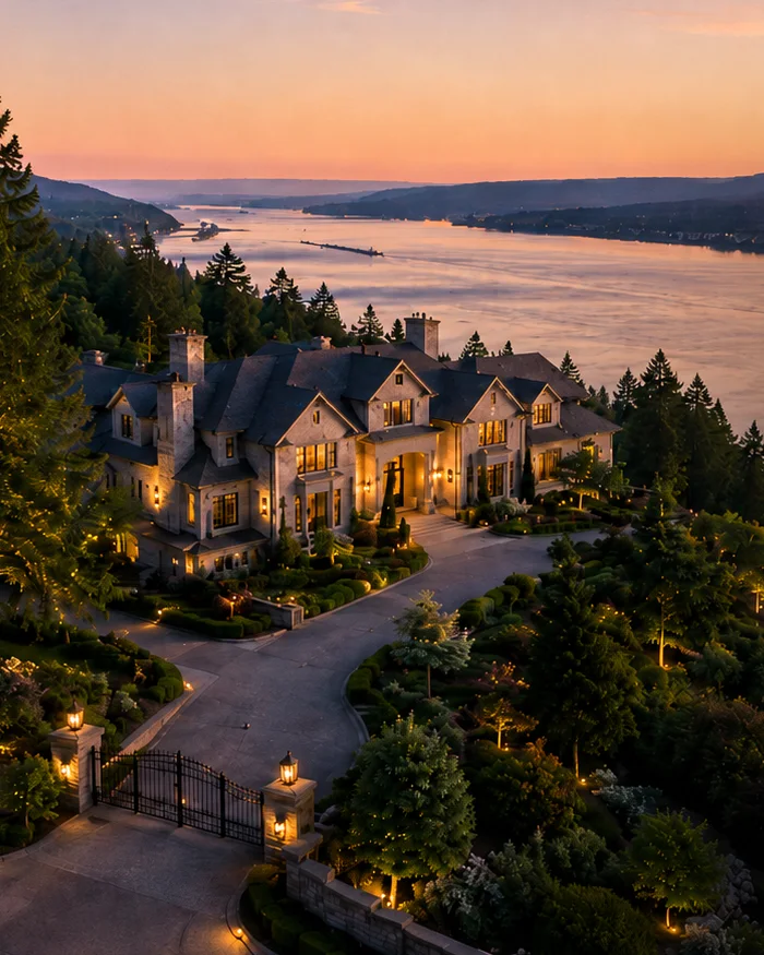 Gated luxury estate overlooking the Columbia River