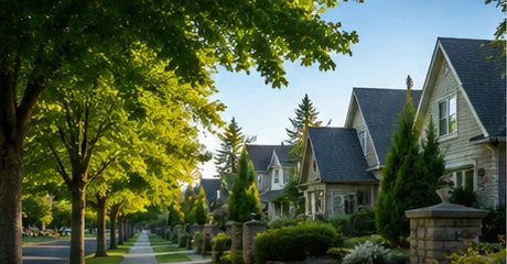 Tree-lined upscale residential street in Salmon Creek