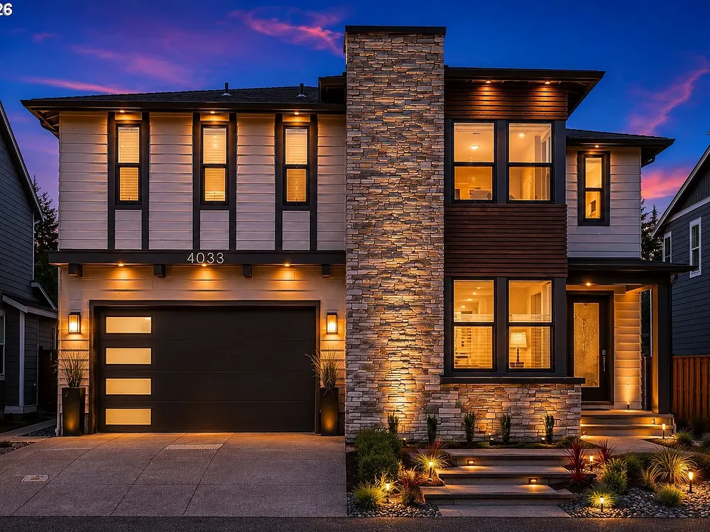 Twilight exterior of 4033 NW 60th Circle, Camas
